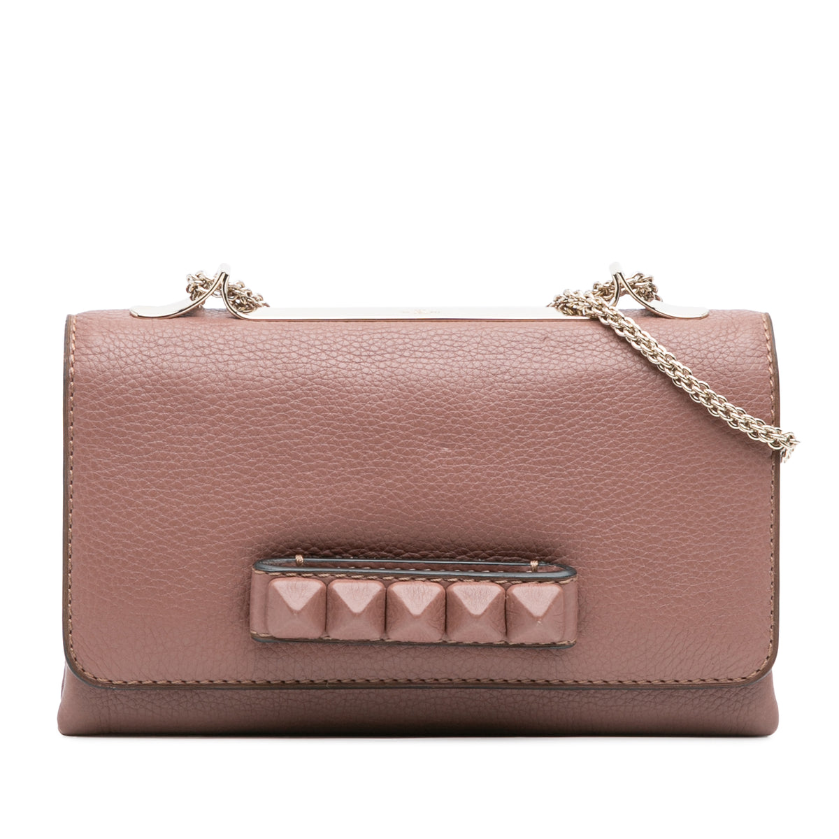Leather Rockstud Va Va Voom Clutch on Chain