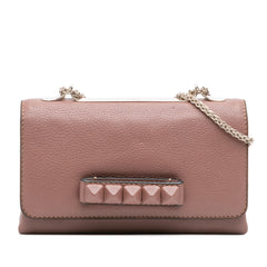 Leather Rockstud Va Va Voom Clutch on Chain