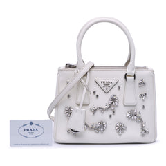 Mini Saffiano Lux Crystal Embellished Galleria Double Zip