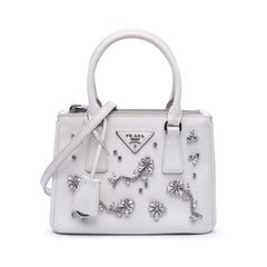 Mini Saffiano Lux Crystal Embellished Galleria Double Zip