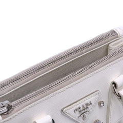 Mini Saffiano Lux Crystal Embellished Galleria Double Zip