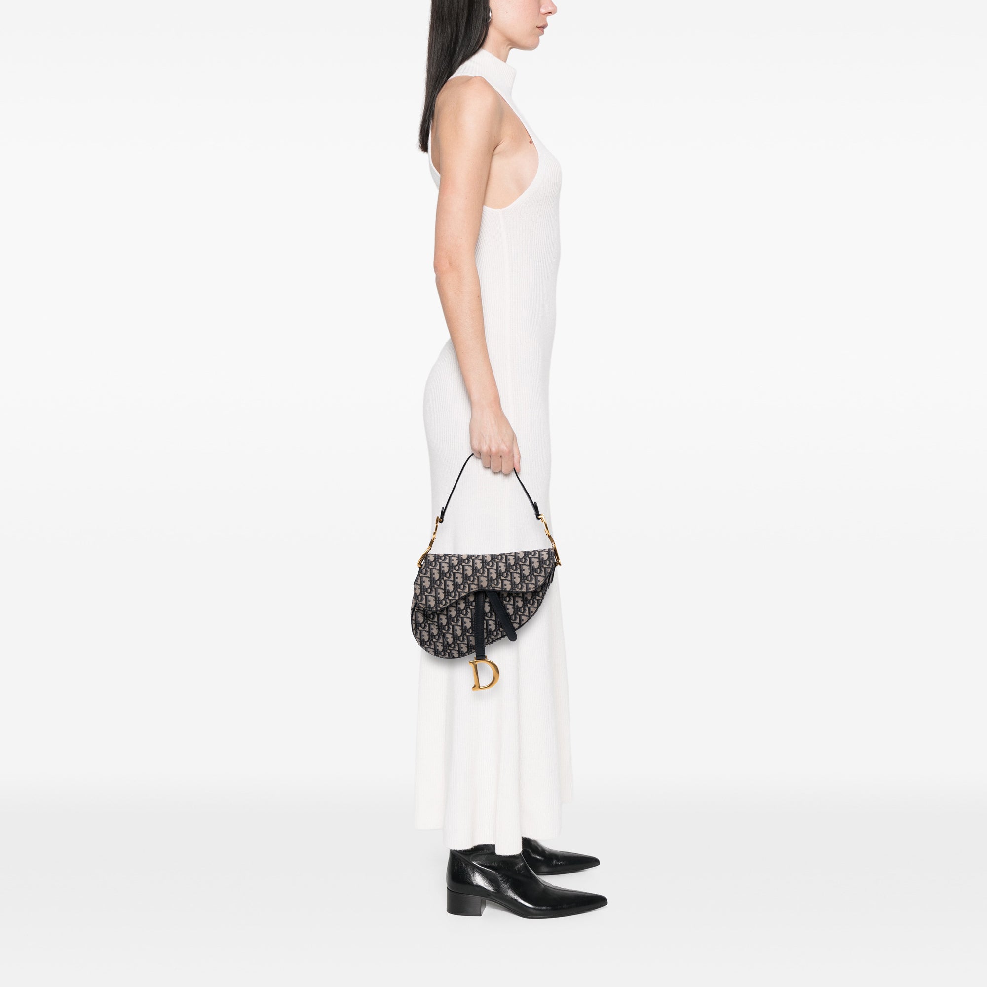 Oblique Canvas Saddle Bag