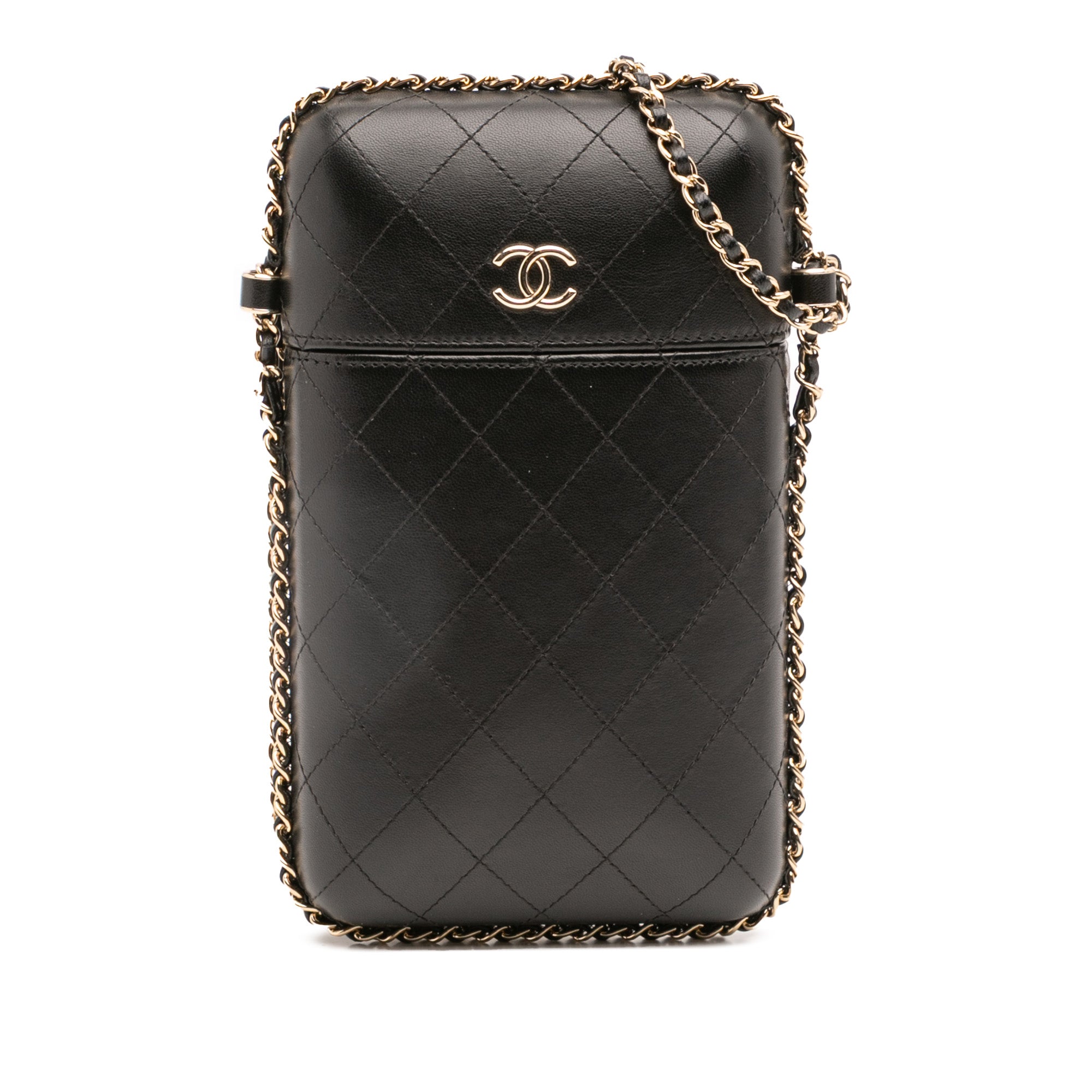 CC Quilted Lambskin Chain Around Phone Holder