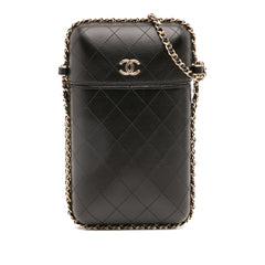 CC Quilted Lambskin Chain Around Phone Holder