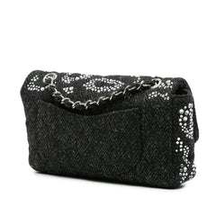Medium Strass Embellished Tweed Single Flap