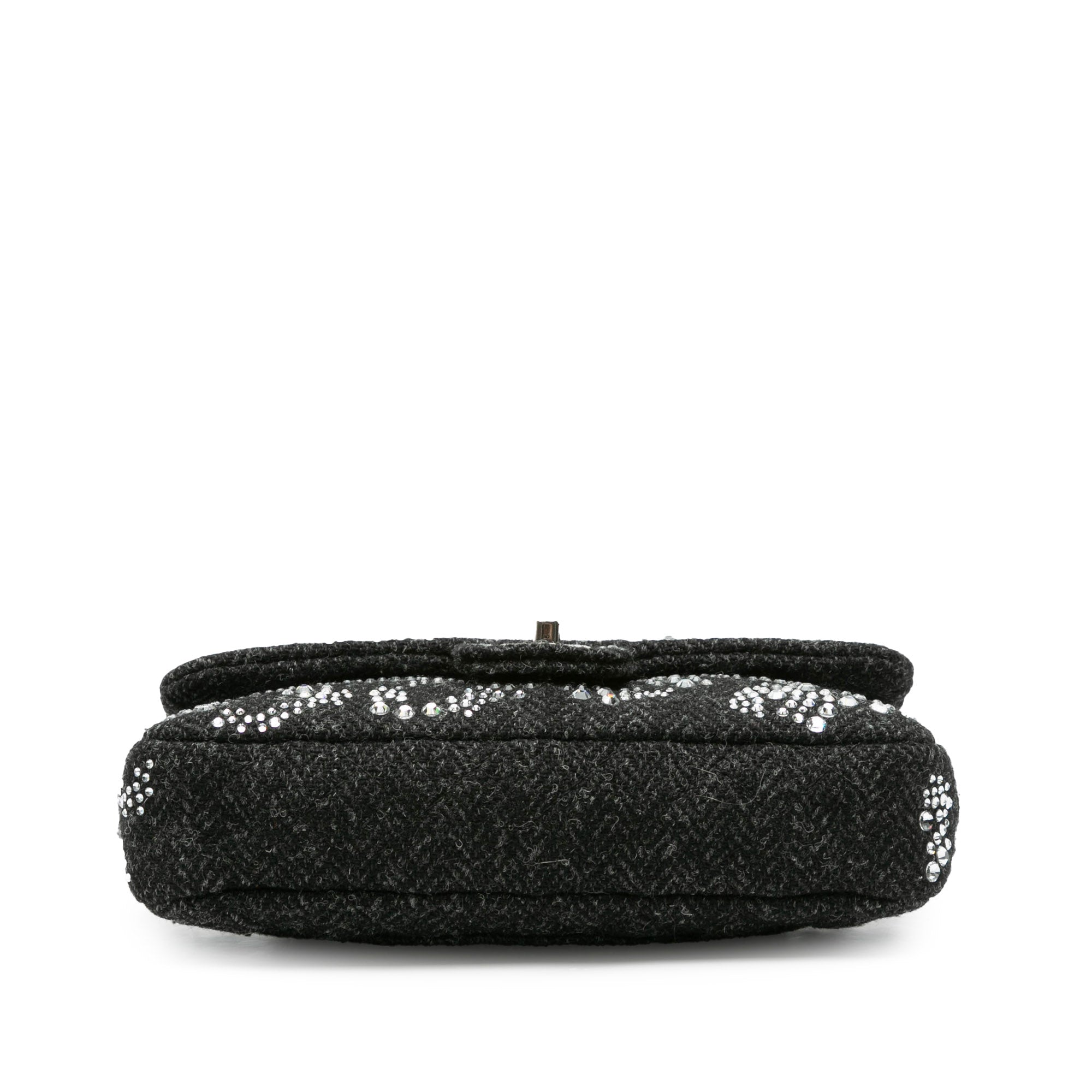 Medium Strass Embellished Tweed Single Flap