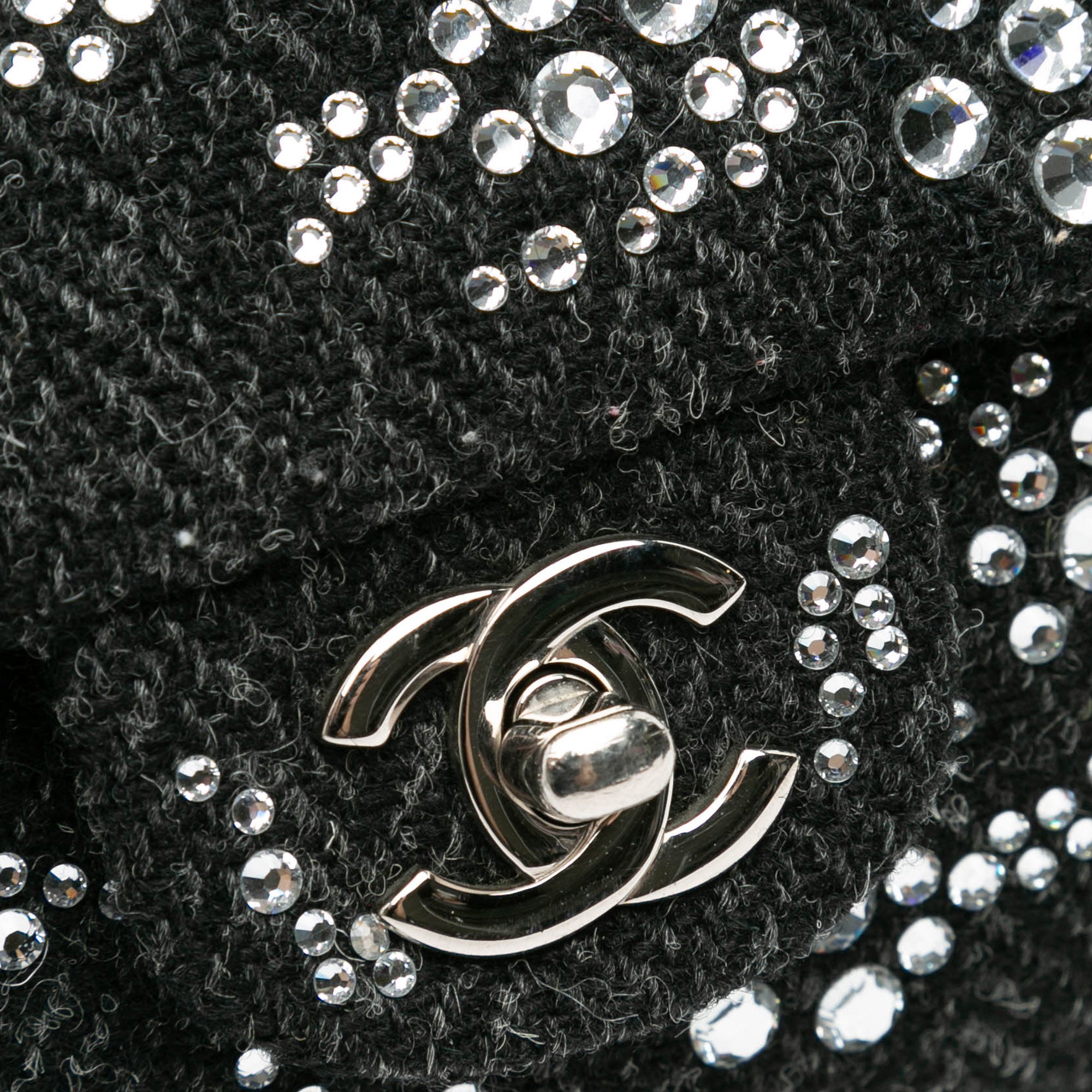 Medium Strass Embellished Tweed Single Flap