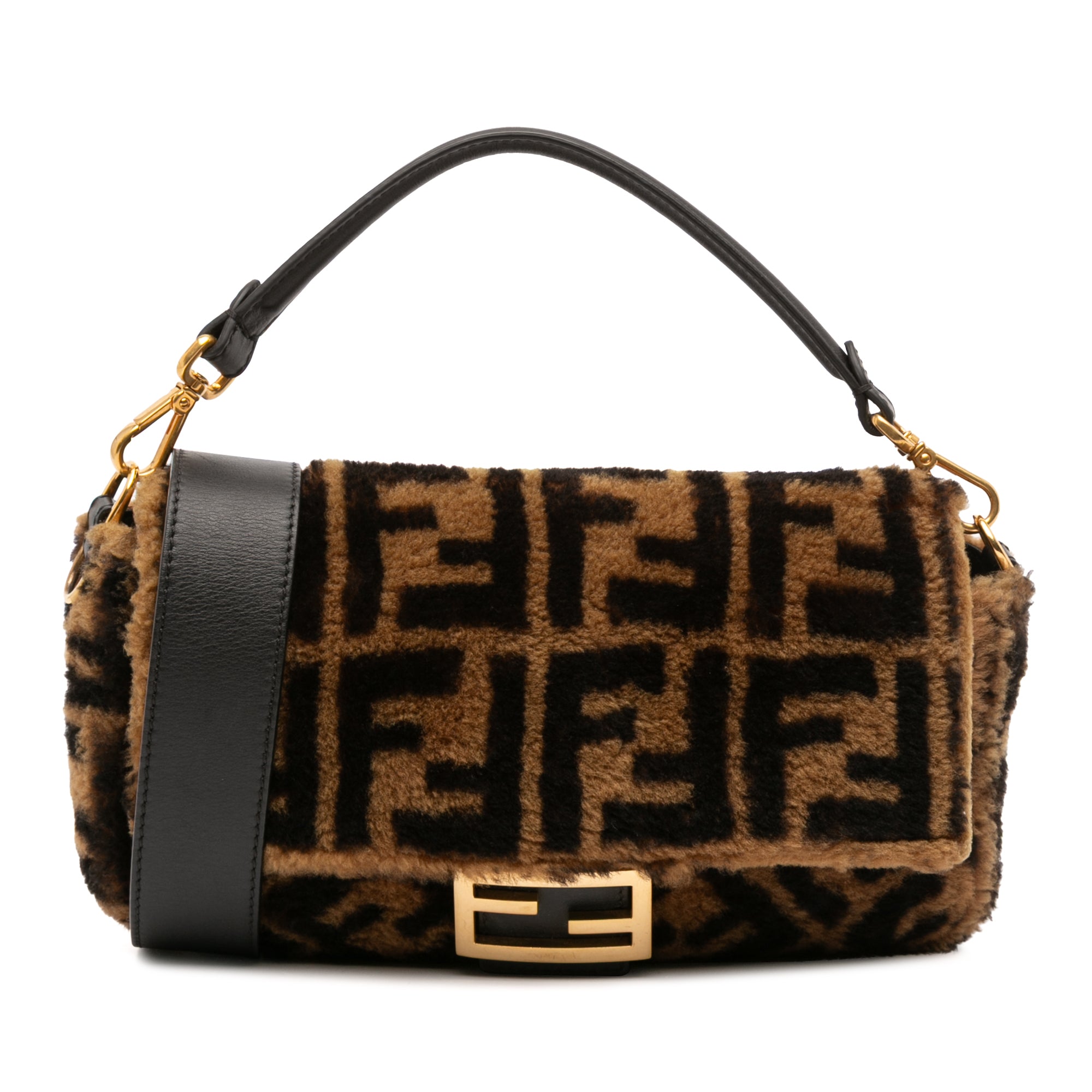 Medium Zucca Shearling Baguette Satchel