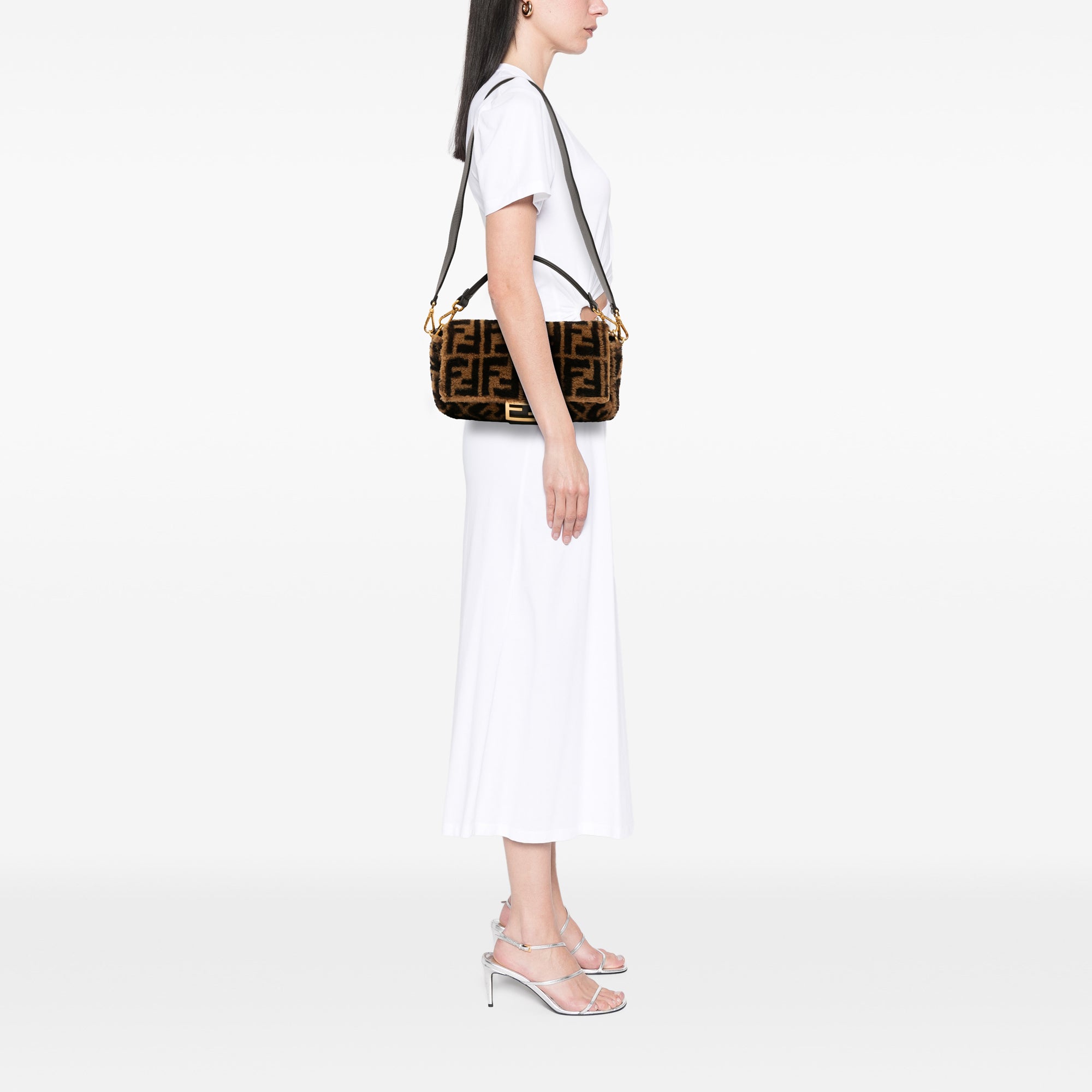 Medium Zucca Shearling Baguette Satchel