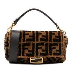 Medium Zucca Shearling Baguette Satchel