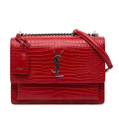 Medium Croc Embossed Leather Sunset Crossbody