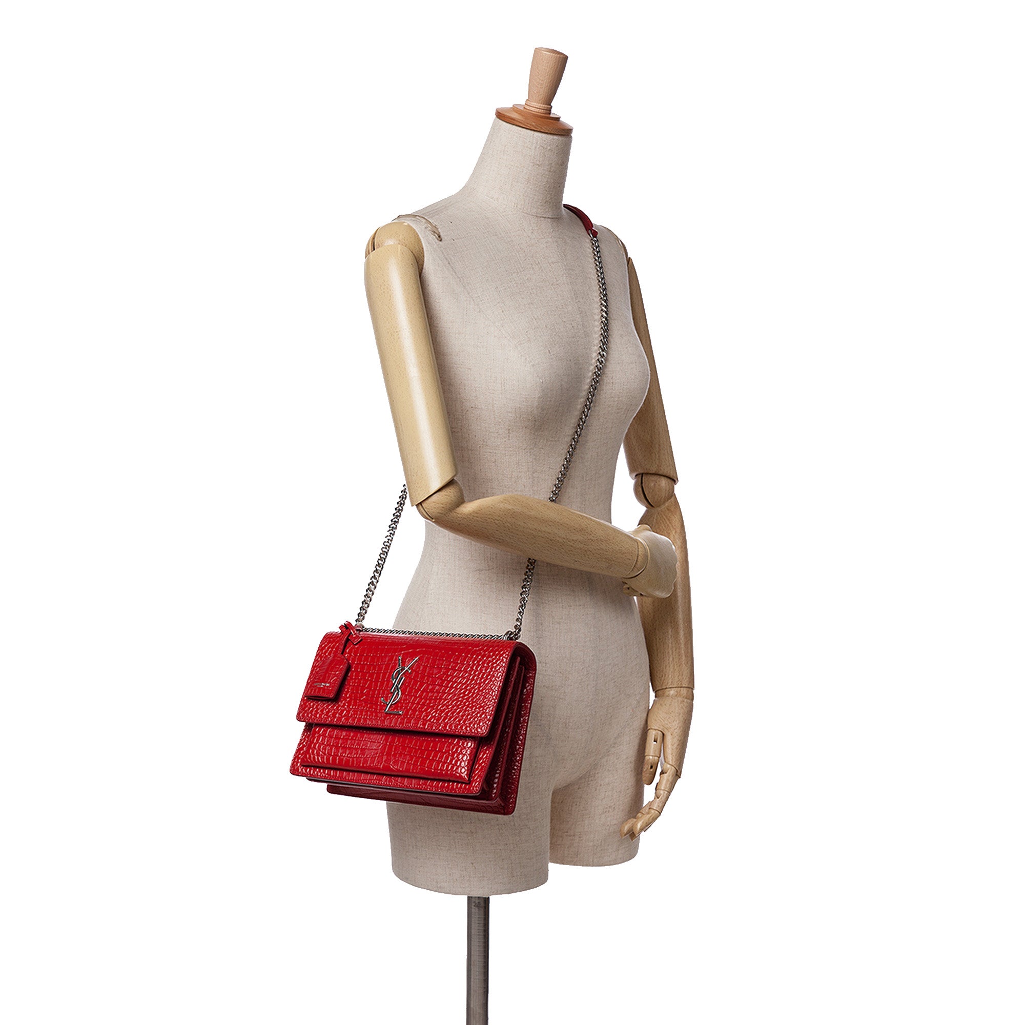Medium Croc Embossed Leather Sunset Crossbody