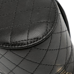 Mini Quilted Lambskin Round Vanity Case with Chain