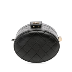 Mini Quilted Lambskin Round Vanity Case with Chain