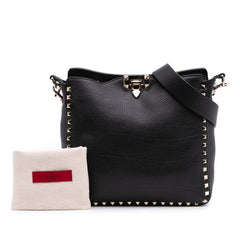Small Grainy Calfskin Rockstud Flip Lock Messenger Bag