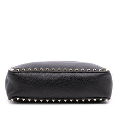 Small Grainy Calfskin Rockstud Flip Lock Messenger Bag
