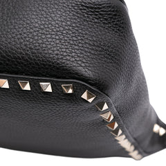 Small Grainy Calfskin Rockstud Flip Lock Messenger Bag