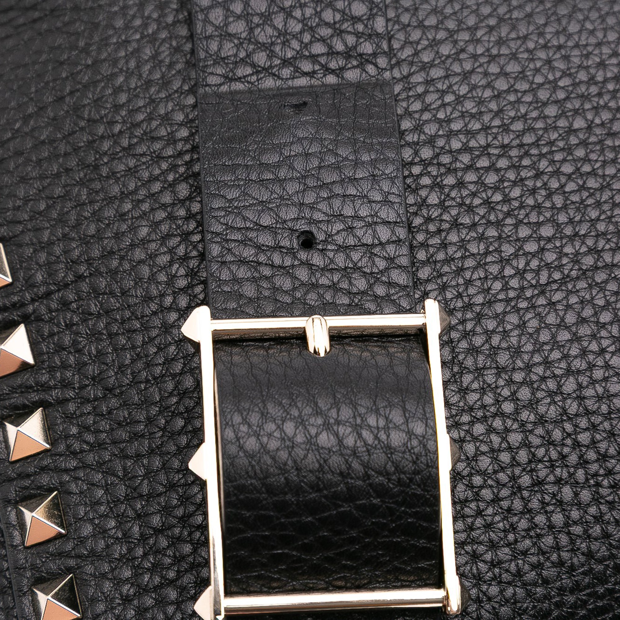 Small Grainy Calfskin Rockstud Flip Lock Messenger Bag