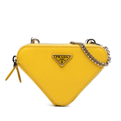 Mini Saffiano Lux Double Triangle Satchel