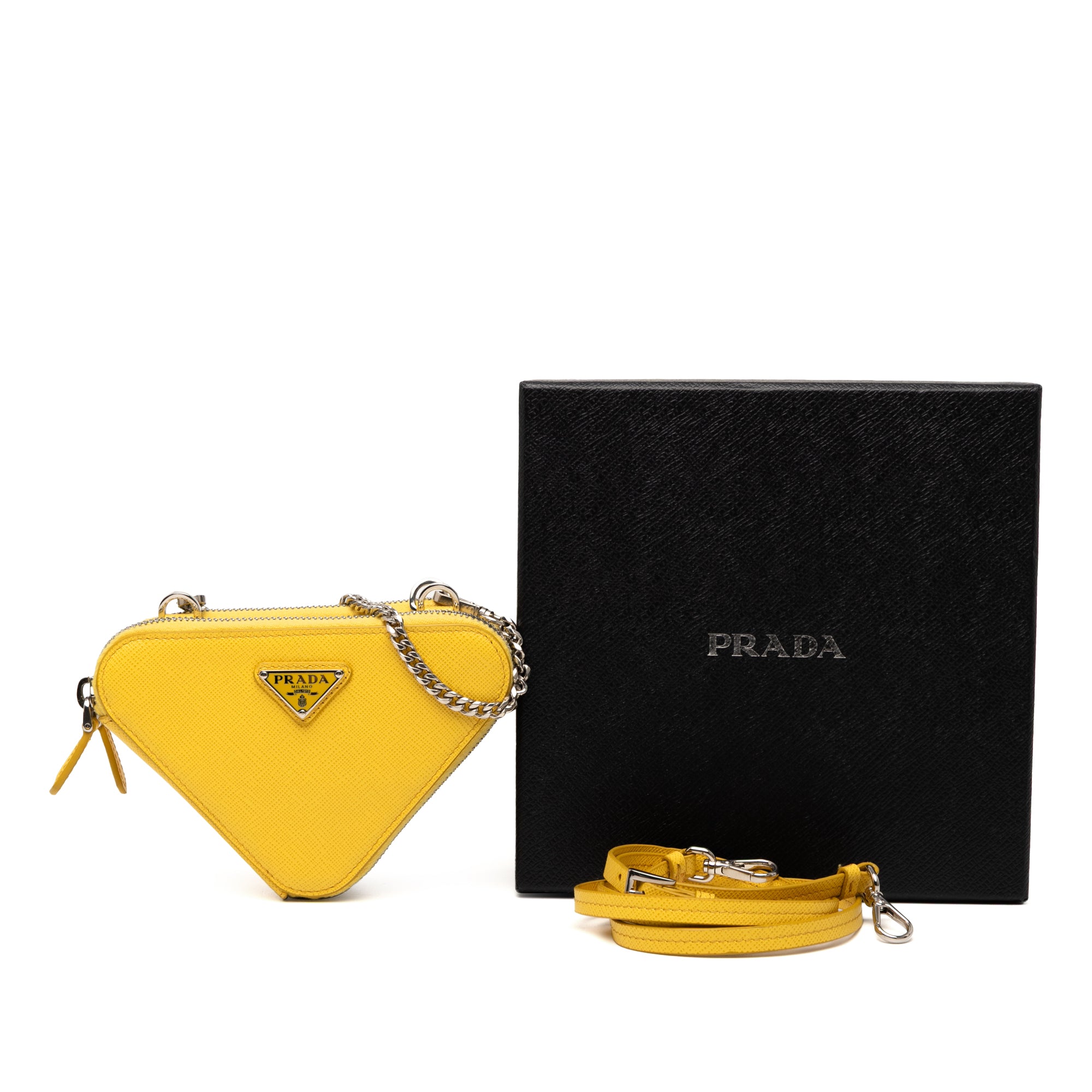 Mini Saffiano Lux Double Triangle Satchel