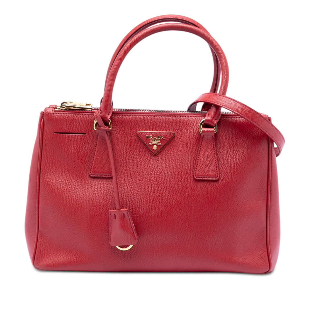 Small Saffiano Lux Galleria Double Zip Satchel