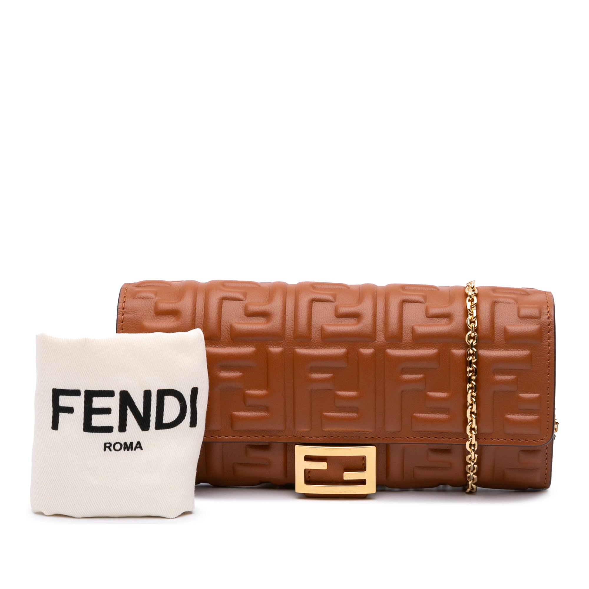 Zucca Embossed Leather Wallet On Chain