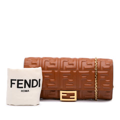 Zucca Embossed Leather Wallet On Chain