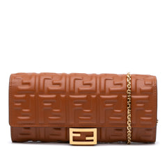 Zucca Embossed Leather Wallet On Chain