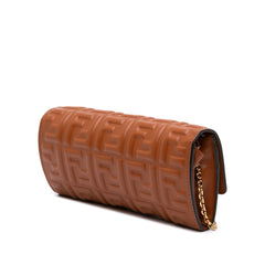 Zucca Embossed Leather Wallet On Chain
