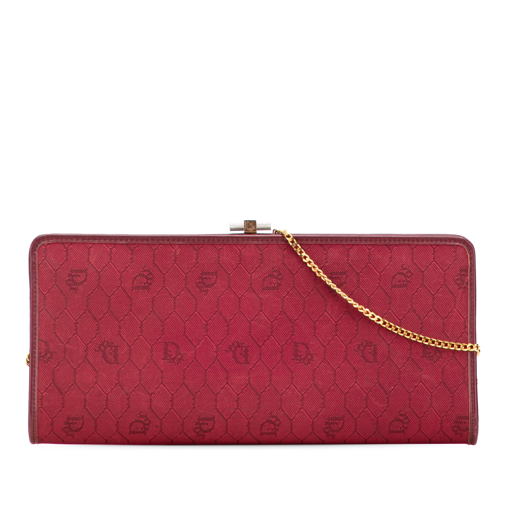 Honeycomb Canvas Clutch With Chain