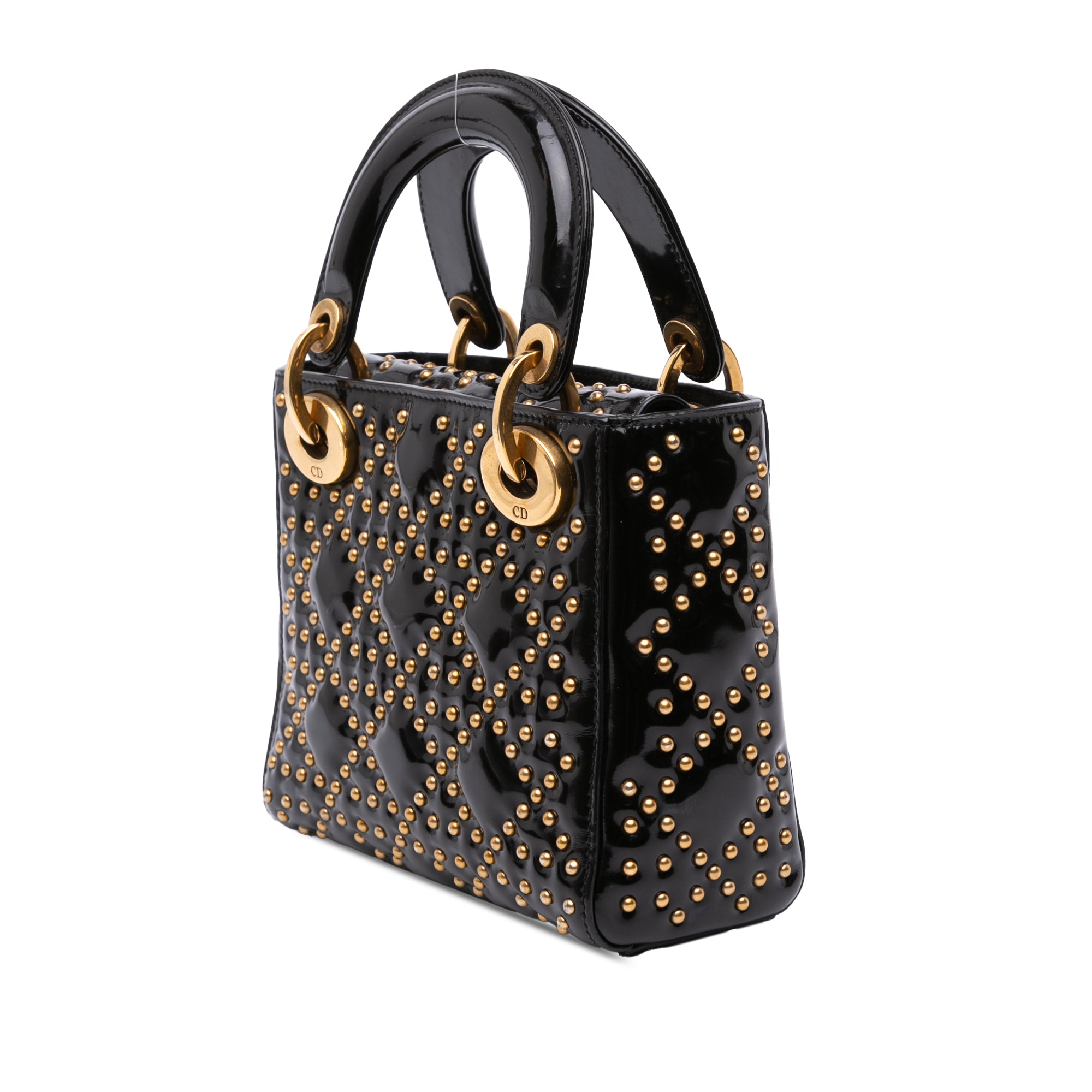 Mini Patent Cannage Studded Supple Lady Dior