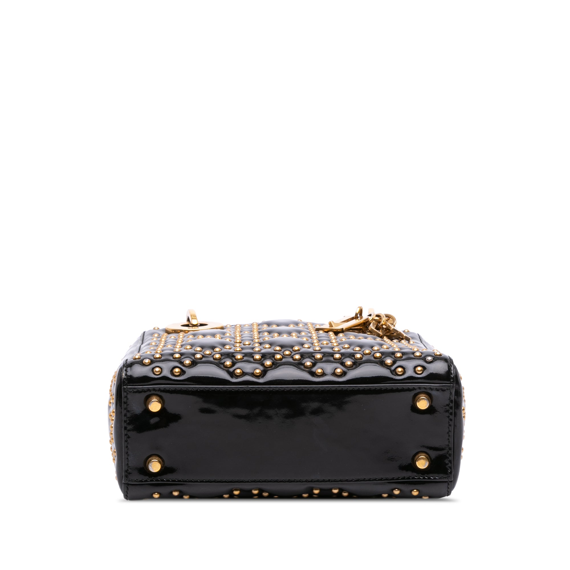 Mini Patent Cannage Studded Supple Lady Dior