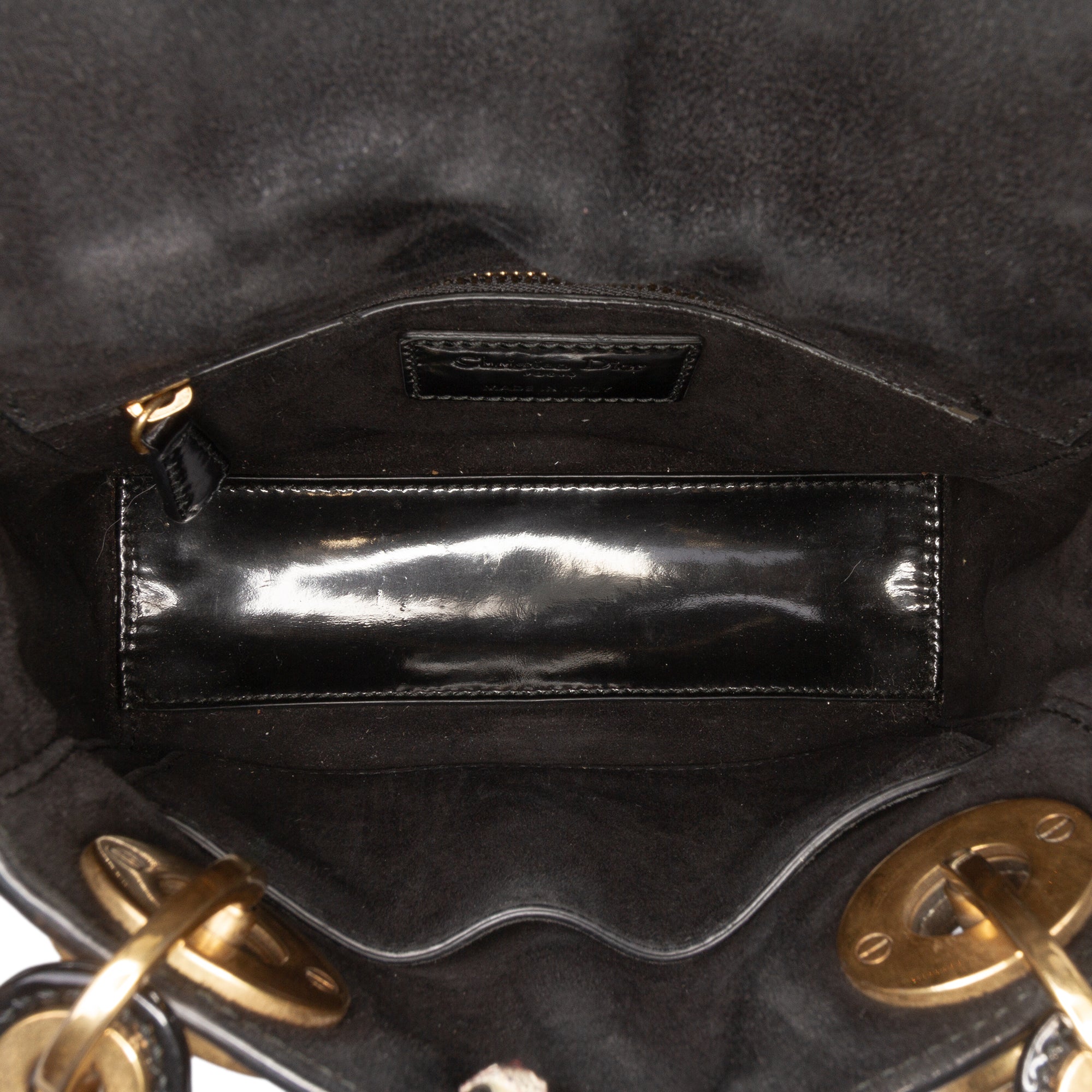 Mini Patent Cannage Studded Supple Lady Dior