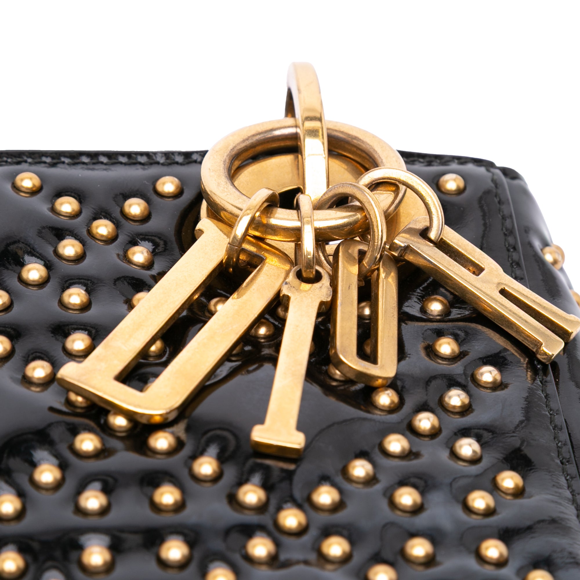 Mini Patent Cannage Studded Supple Lady Dior