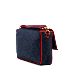 Large Denim Baguette Satchel