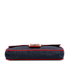 Large Denim Baguette Satchel