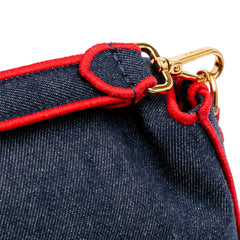 Large Denim Baguette Satchel