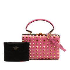 Leather Rockstud Alcove Box Top Handle Bag