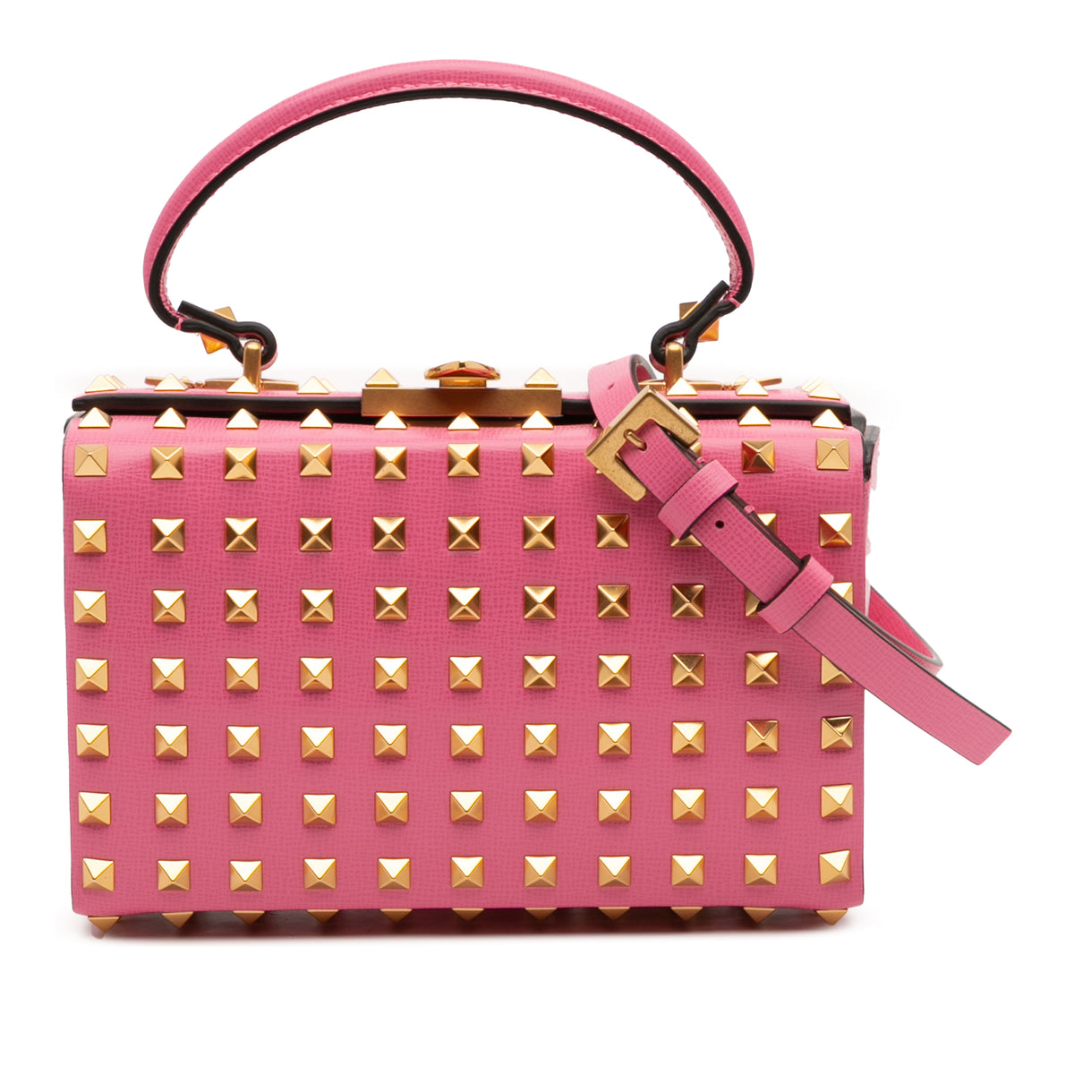 Leather Rockstud Alcove Box Top Handle Bag