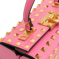 Leather Rockstud Alcove Box Top Handle Bag