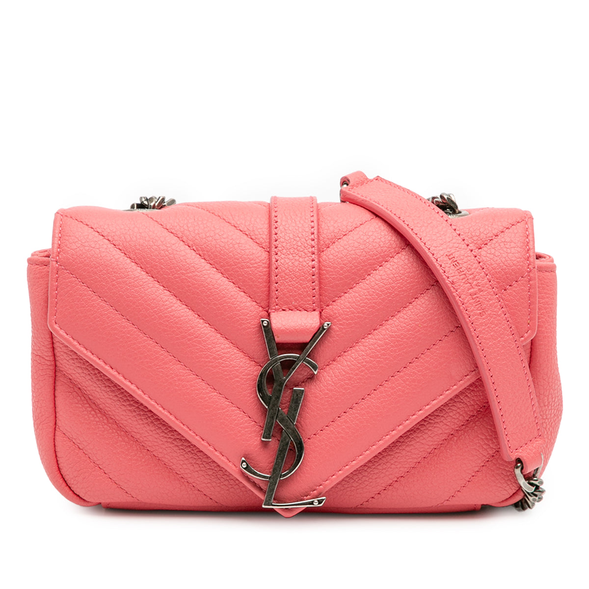 Baby Grained Calfskin Chevron Classic Monogram Chain Bag