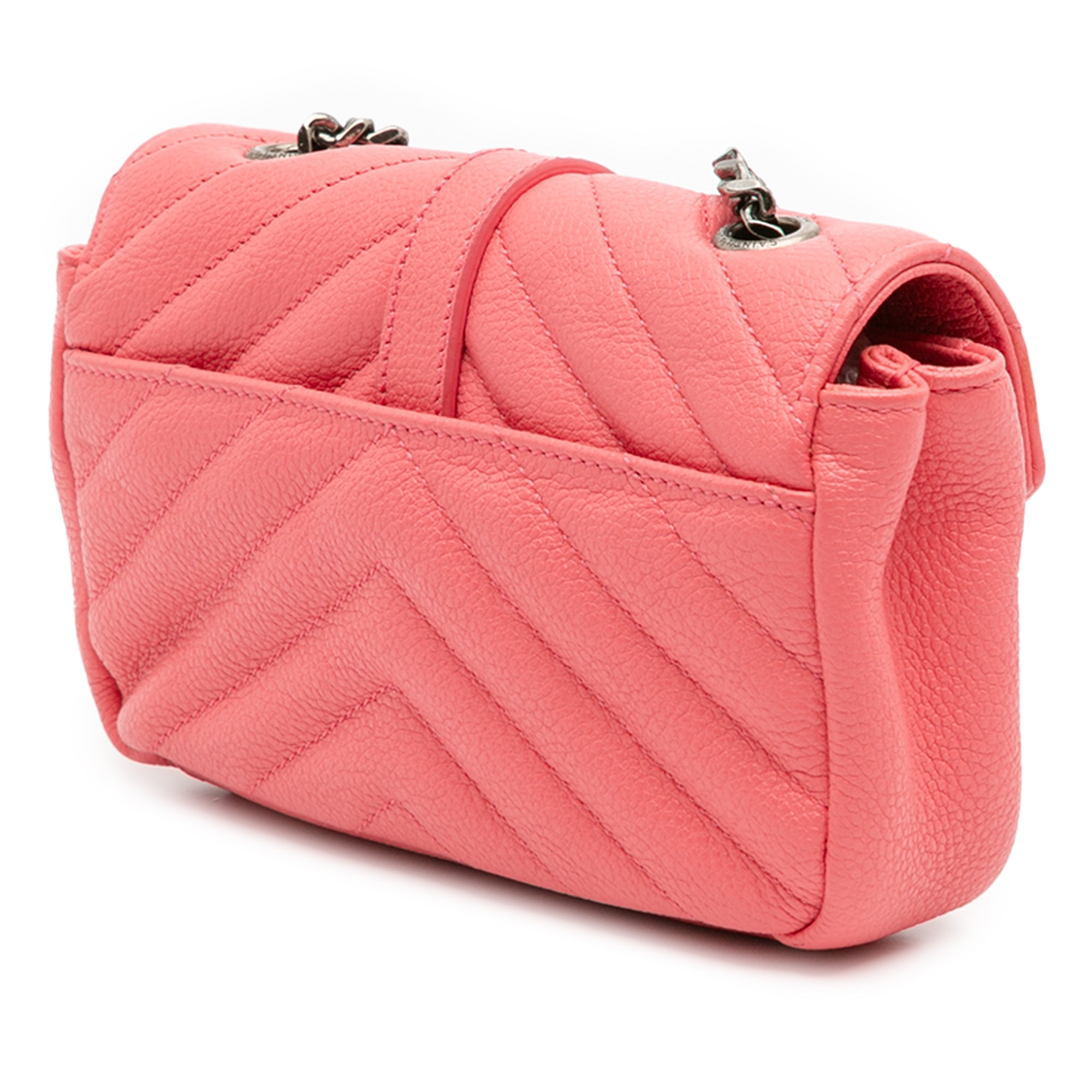 Baby Grained Calfskin Chevron Classic Monogram Chain Bag