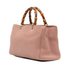 Medium Calfskin Bamboo Shopper Satchel