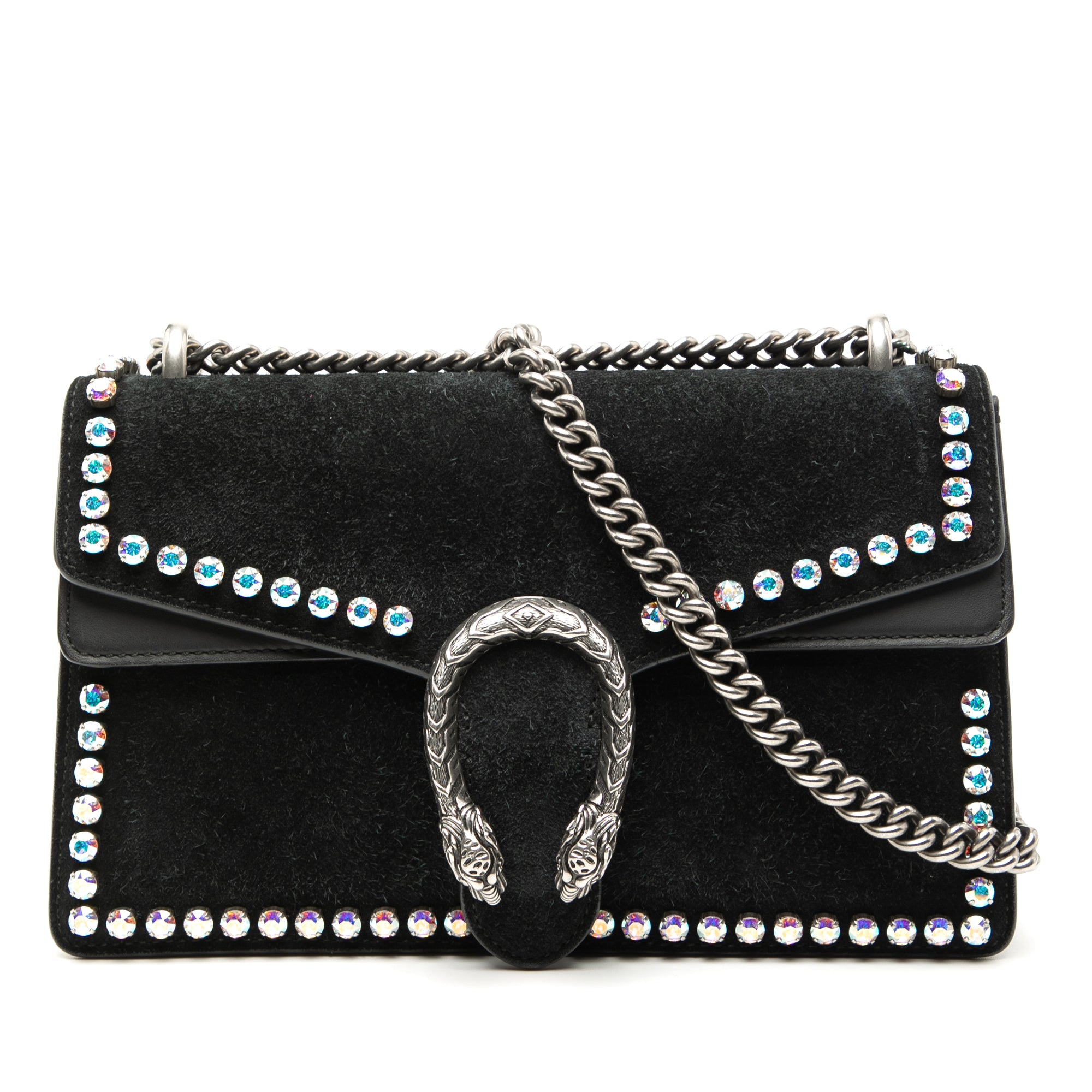 Small Suede Crystal Embellished Dionysus Shoulder Bag