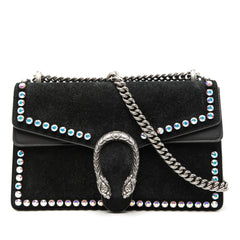 Small Suede Crystal Embellished Dionysus Shoulder Bag