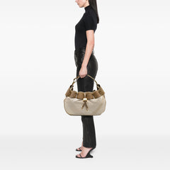 Small Leather and Mega Nova Check Canvas Warrior Hobo