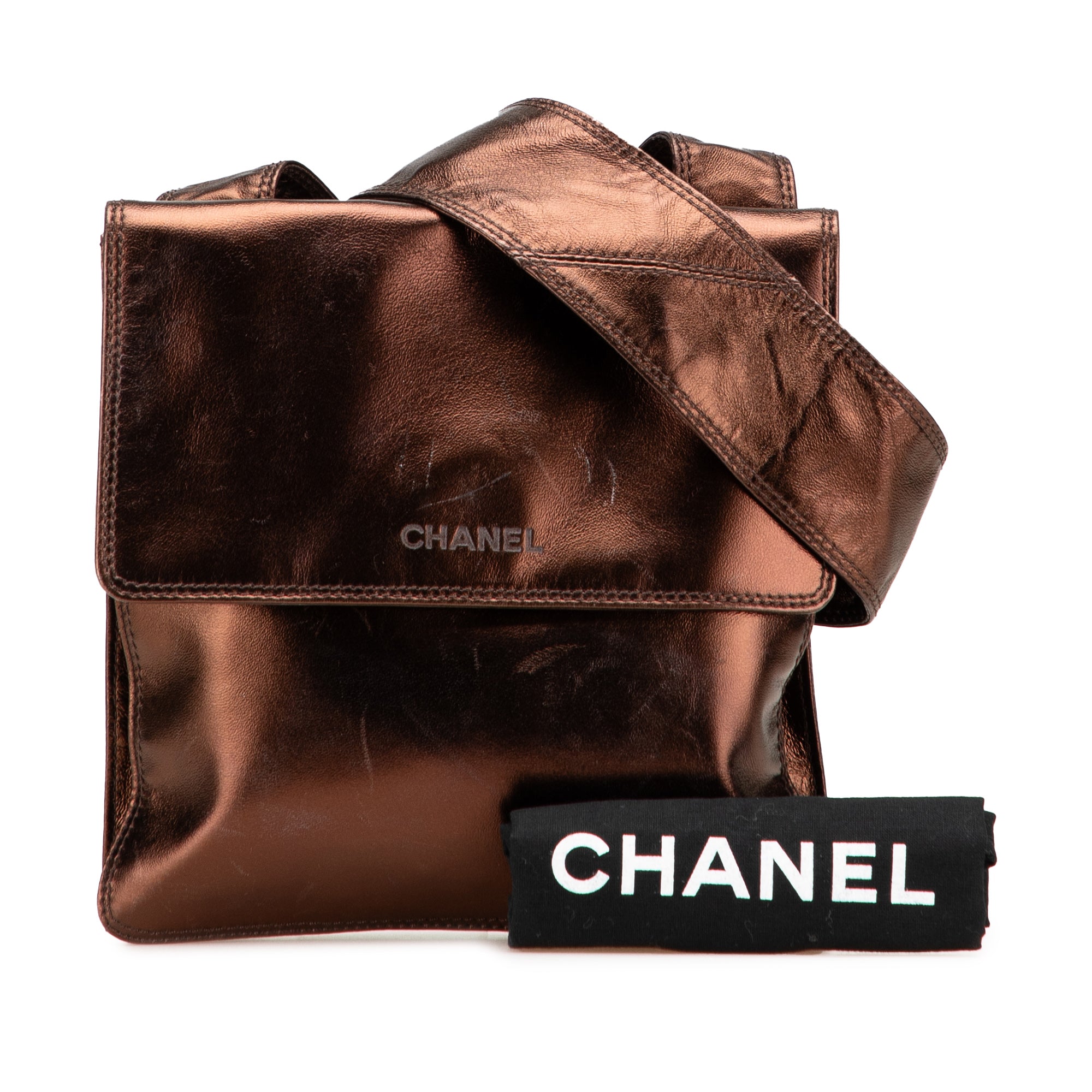 Metallic Lambskin Flap Crossbody