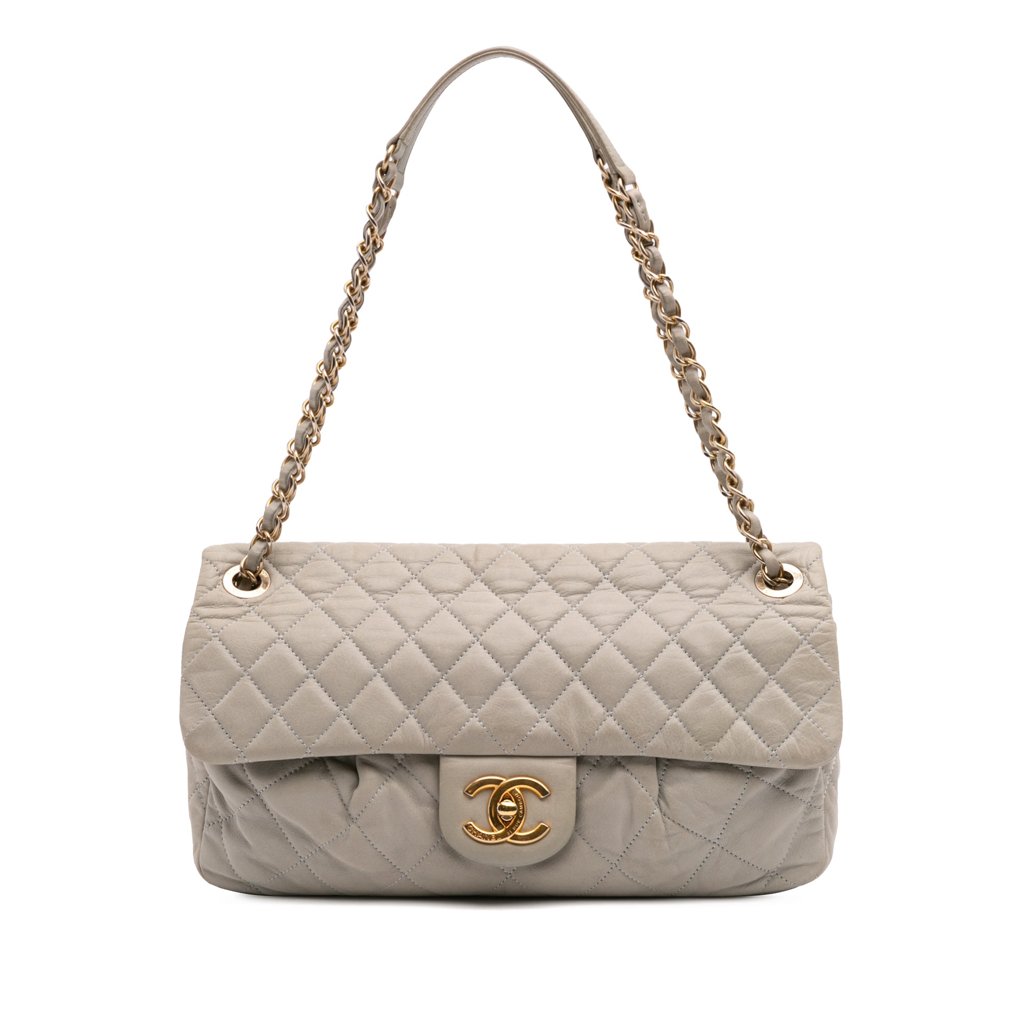 Large Quilted Iridescent Calfskin Coco Pleats Flap