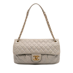 Large Quilted Iridescent Calfskin Coco Pleats Flap