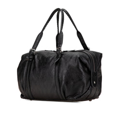 Embossed Leather Canela Boston Bag